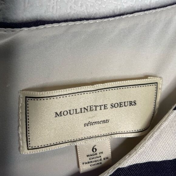 Moulinette Soeurs Anthropologie size 6 Dress Split Print Stripes Floral Cocktail - Picture 7 of 10